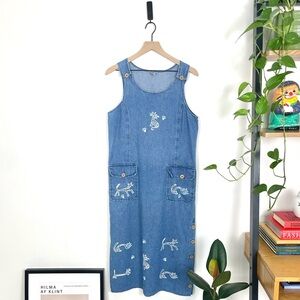 Denim cat jumper maxi dress size S